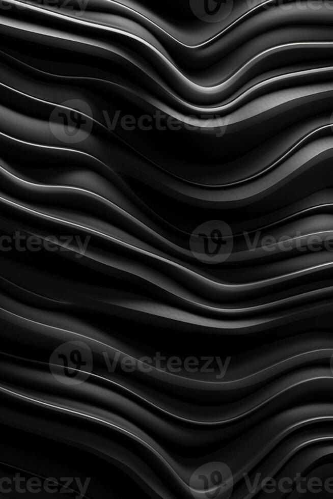 vågig svart metallisk 3d bakgrund. ai generativ foto