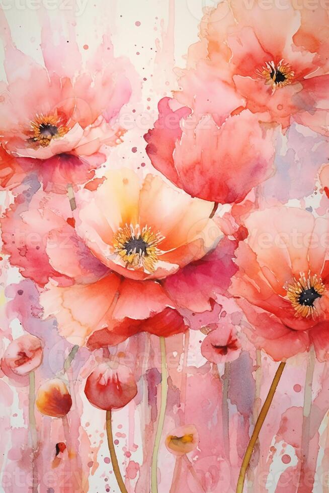 abstrakt vattenfärg målningar av blommor. ai generativ foto