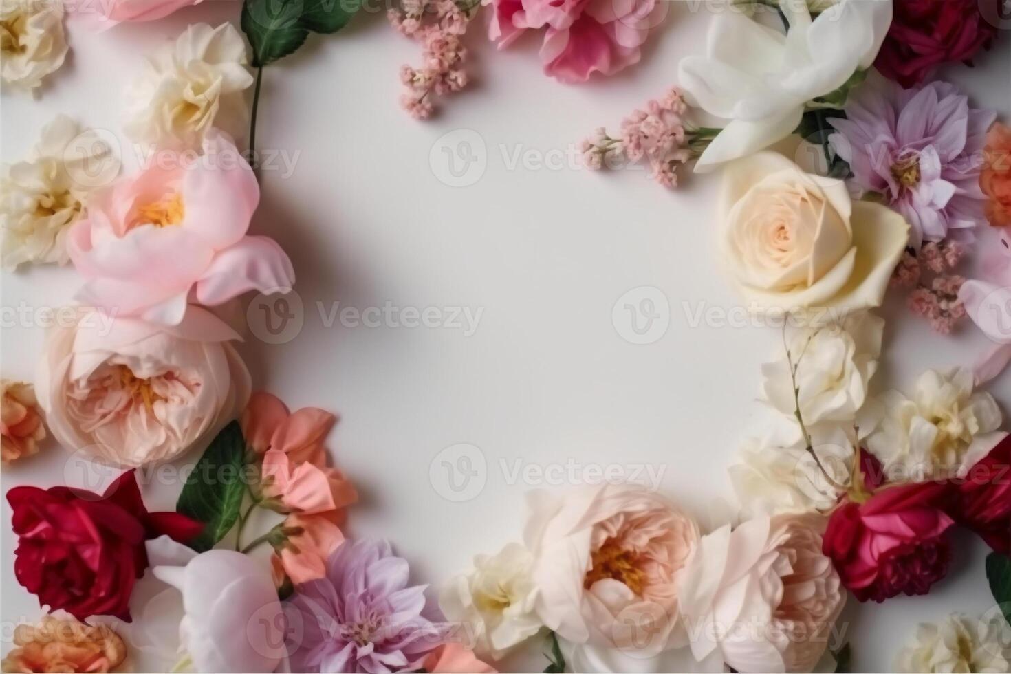 en ram dekorerad med blommor. ai generativ foto