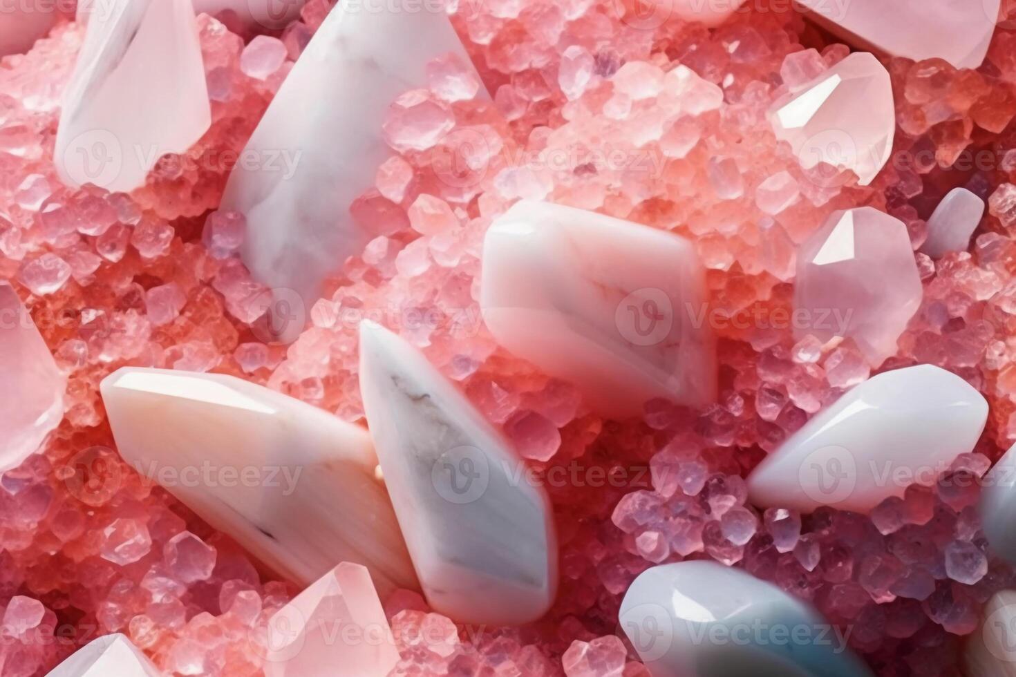 rosa och vit cristal stenar tycka om hav i vatten. ai generativ foto