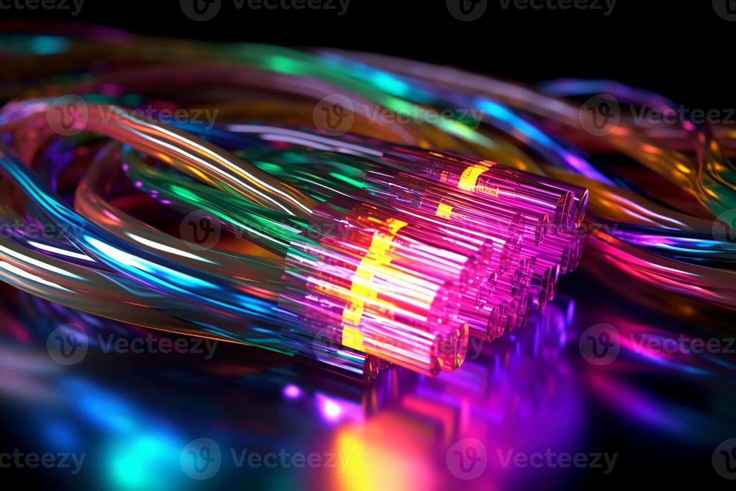 fiber optisk kabel- internet förbindelse. ai generativ foto