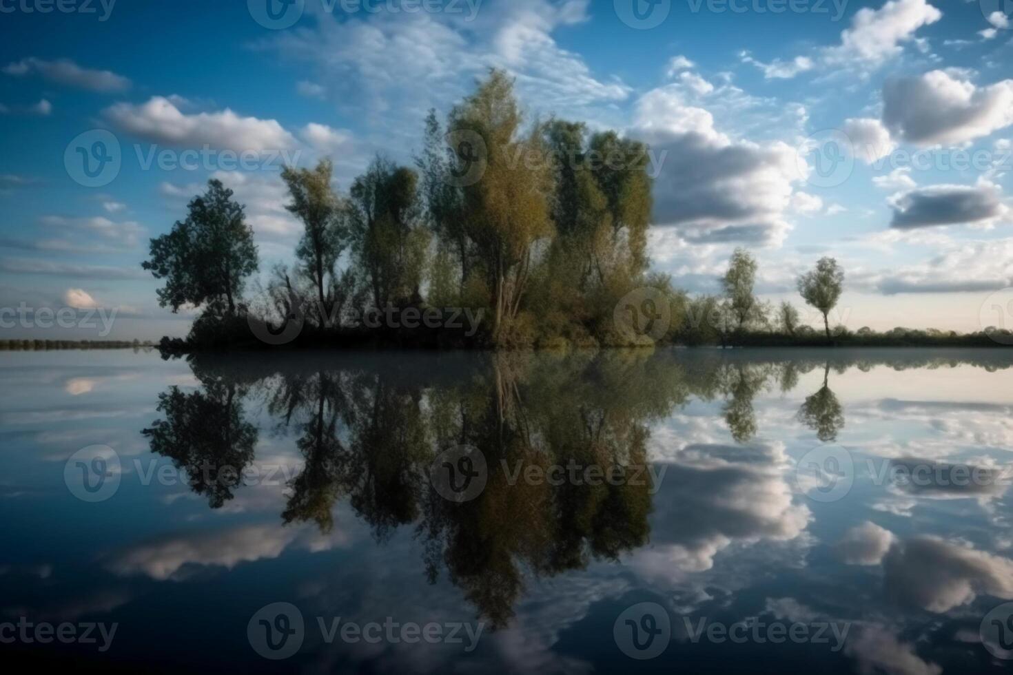 en scen i som de hel himmel är reflekterad i de vatten. ai generativ foto