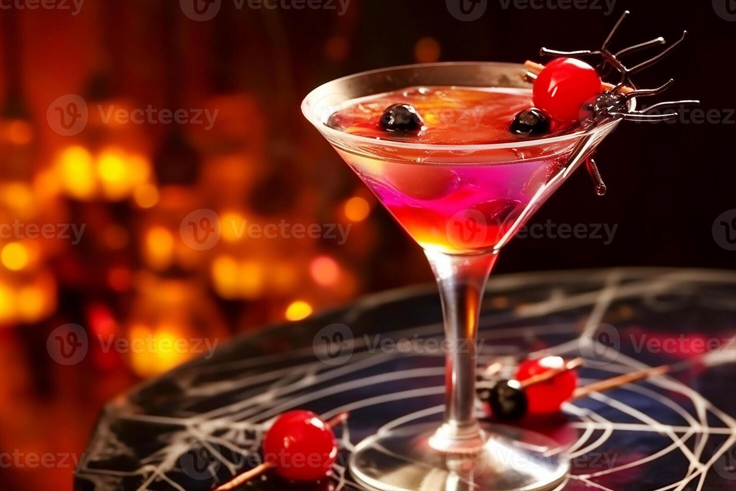 blod mary alkohol cocktail dekorerad för halloween. ai genererad foto