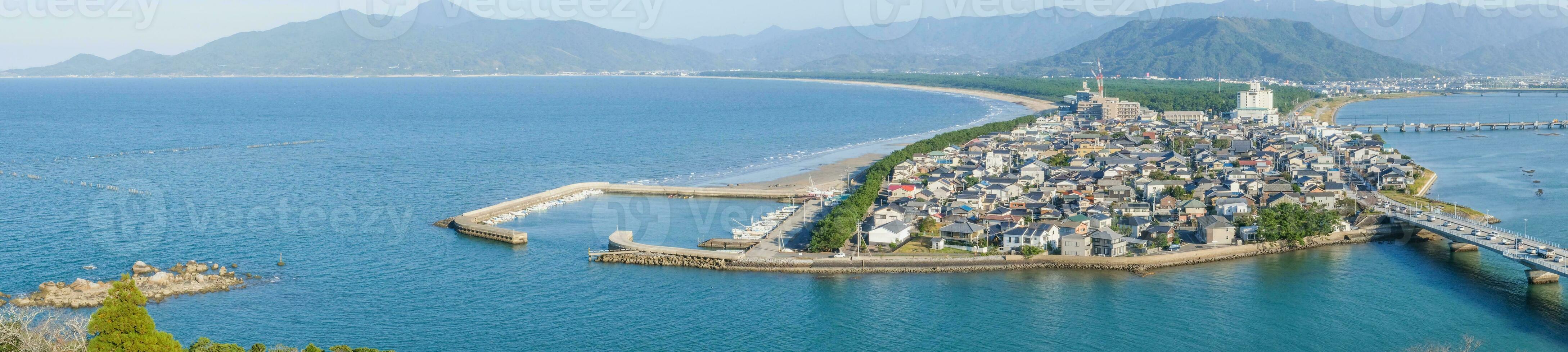 stadsbild av karatsu stad, se från de topp av karatsu slott, saga, kyushu, japan foto