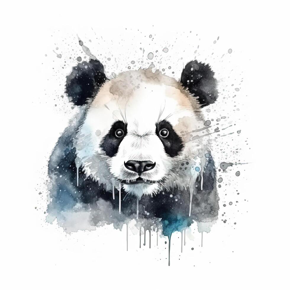 söt vattenfärg panda. illustration ai generativ foto