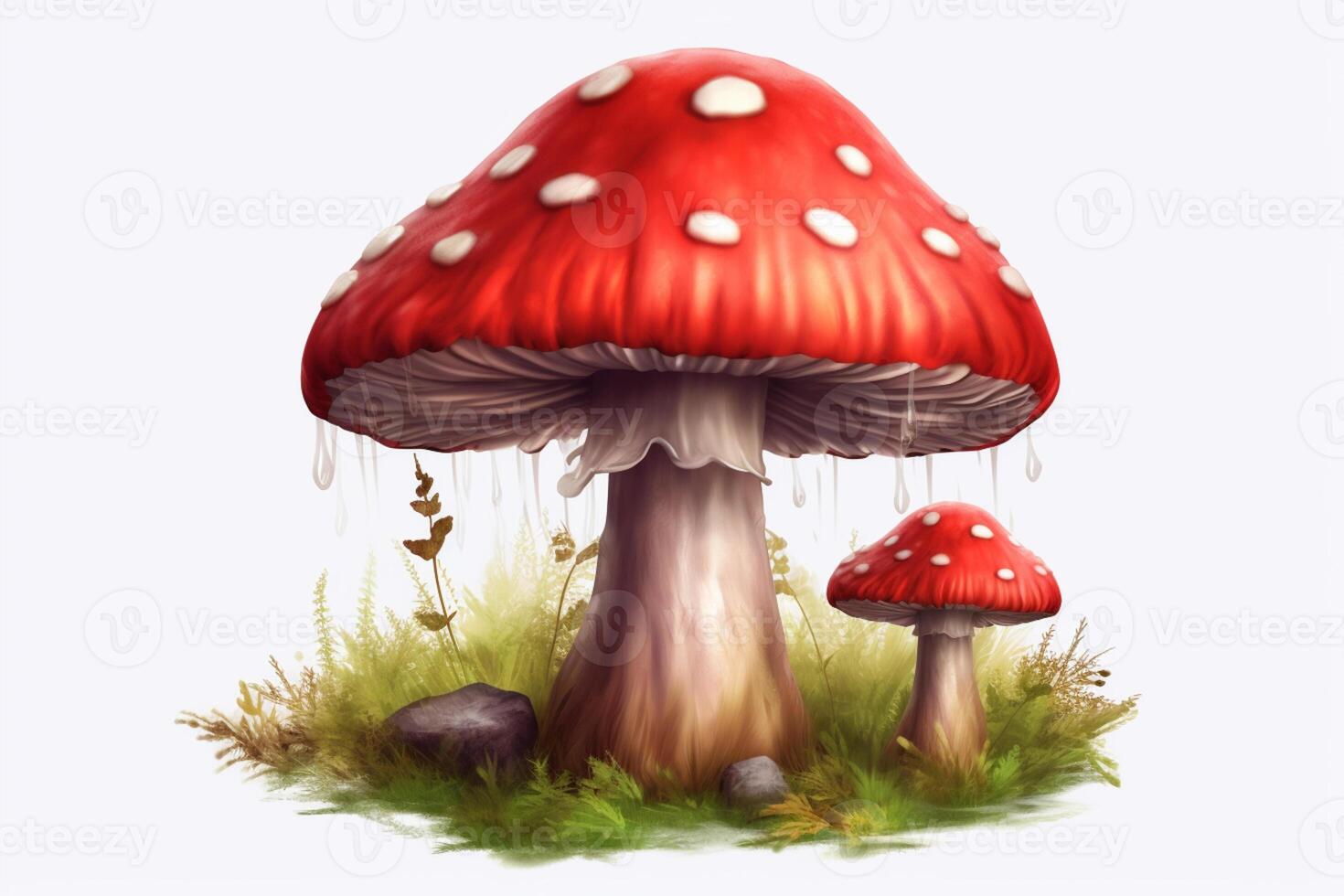 röd svamp illustration isolerat på vit bakgrund. ai generativ foto