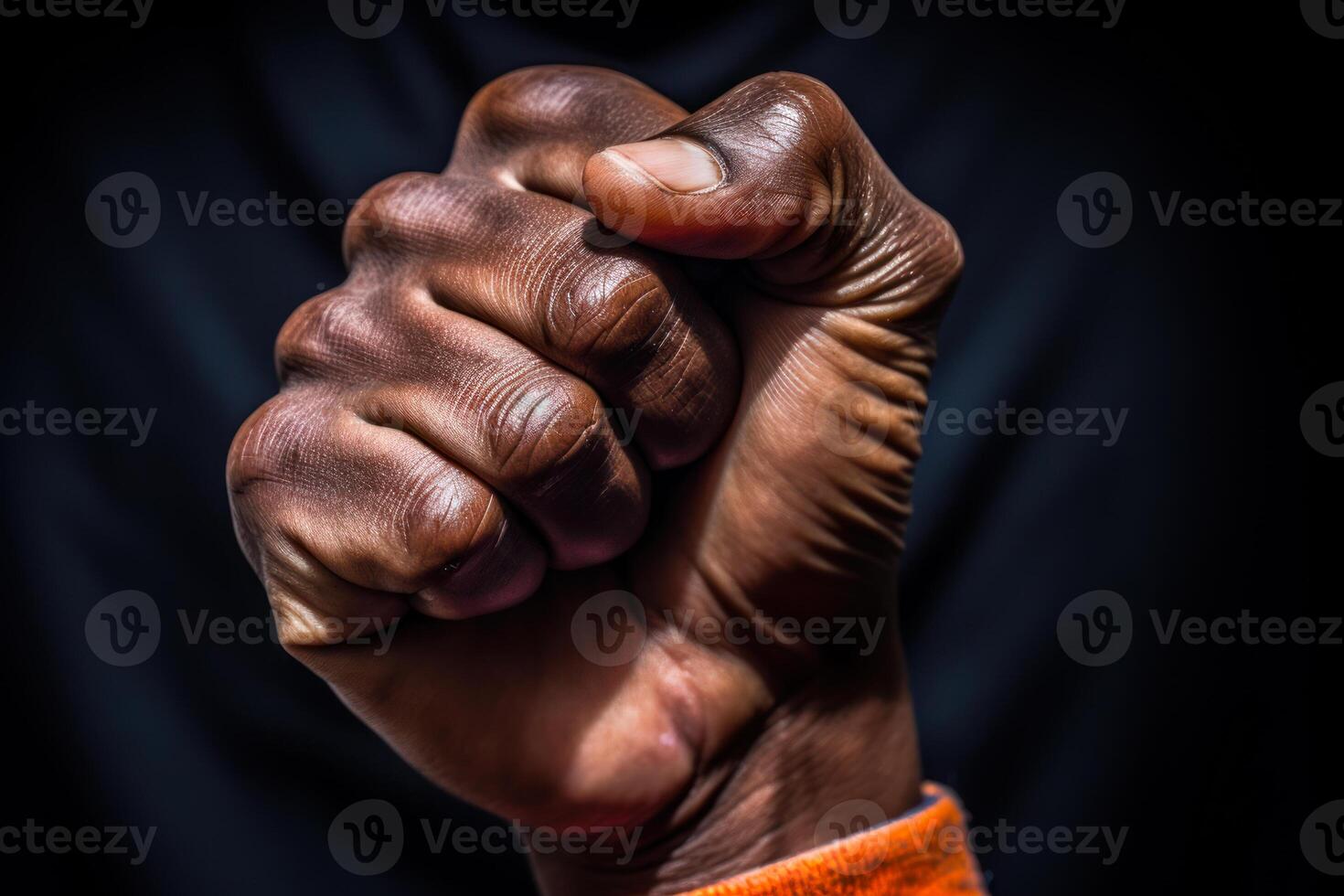 afrikansk amerikan hand knöt in i en näve generativ ai foto