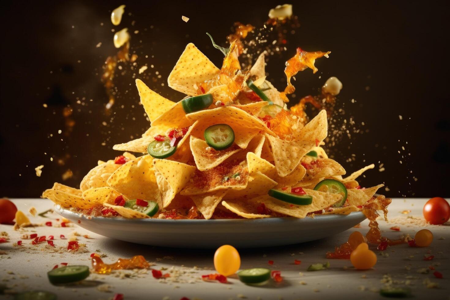 mexikansk nachos. illustration ai generativ foto