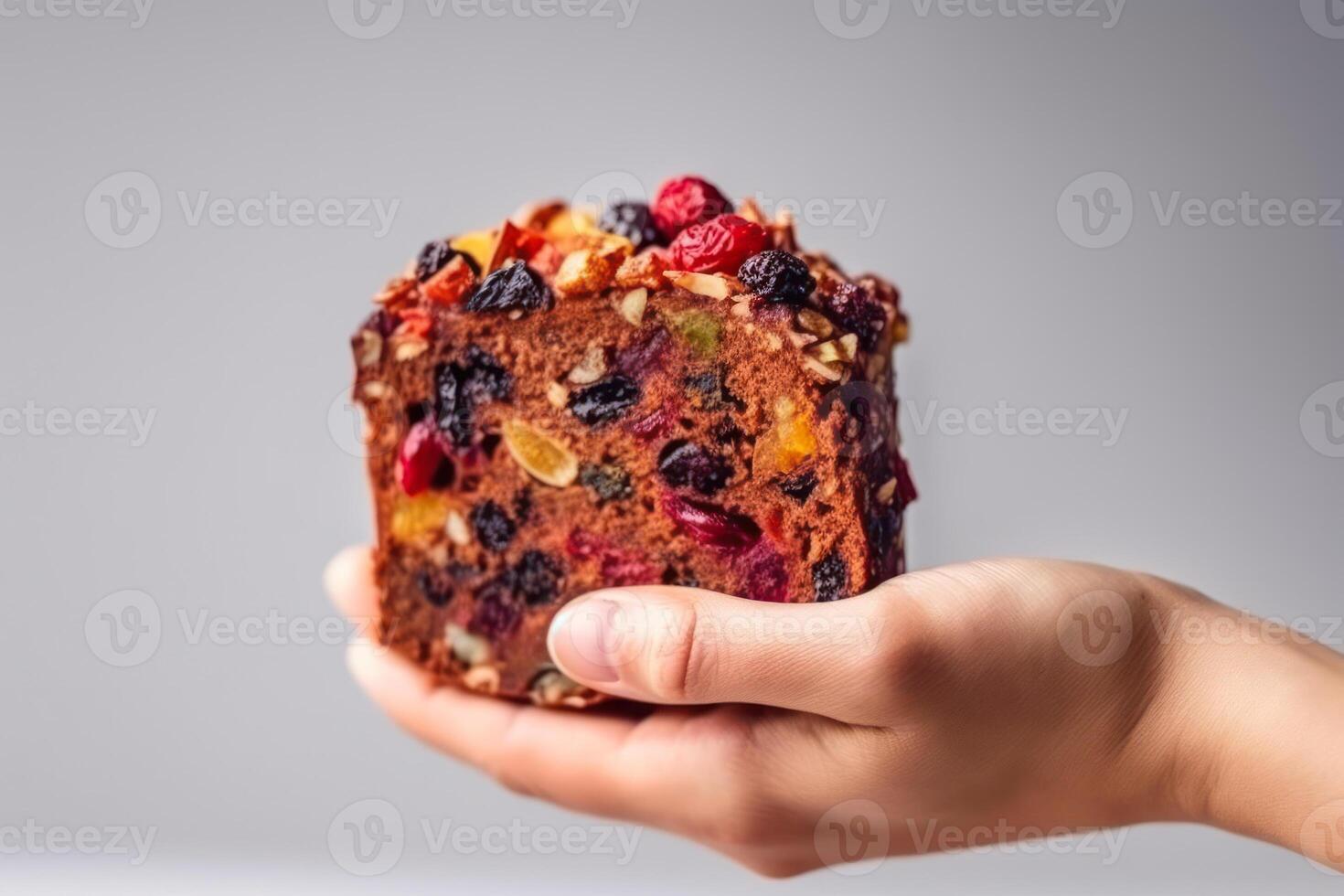 kaka med bär och torkades frukt generativ ai foto