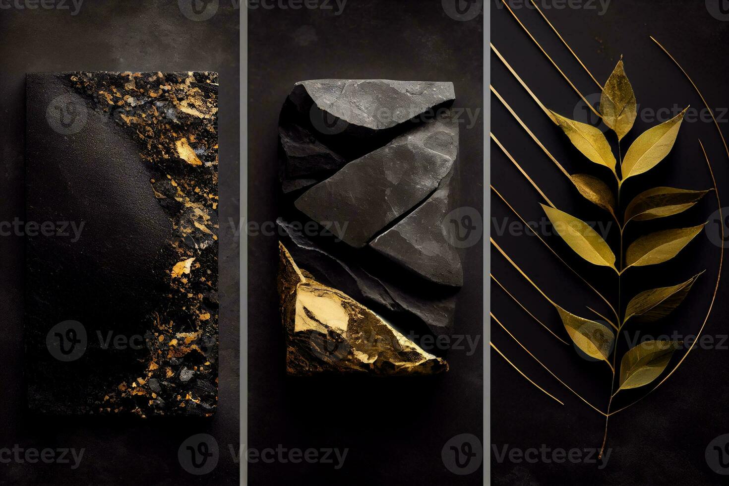 svart och guld naturlig sten texturer sammansättning. generera ai. foto