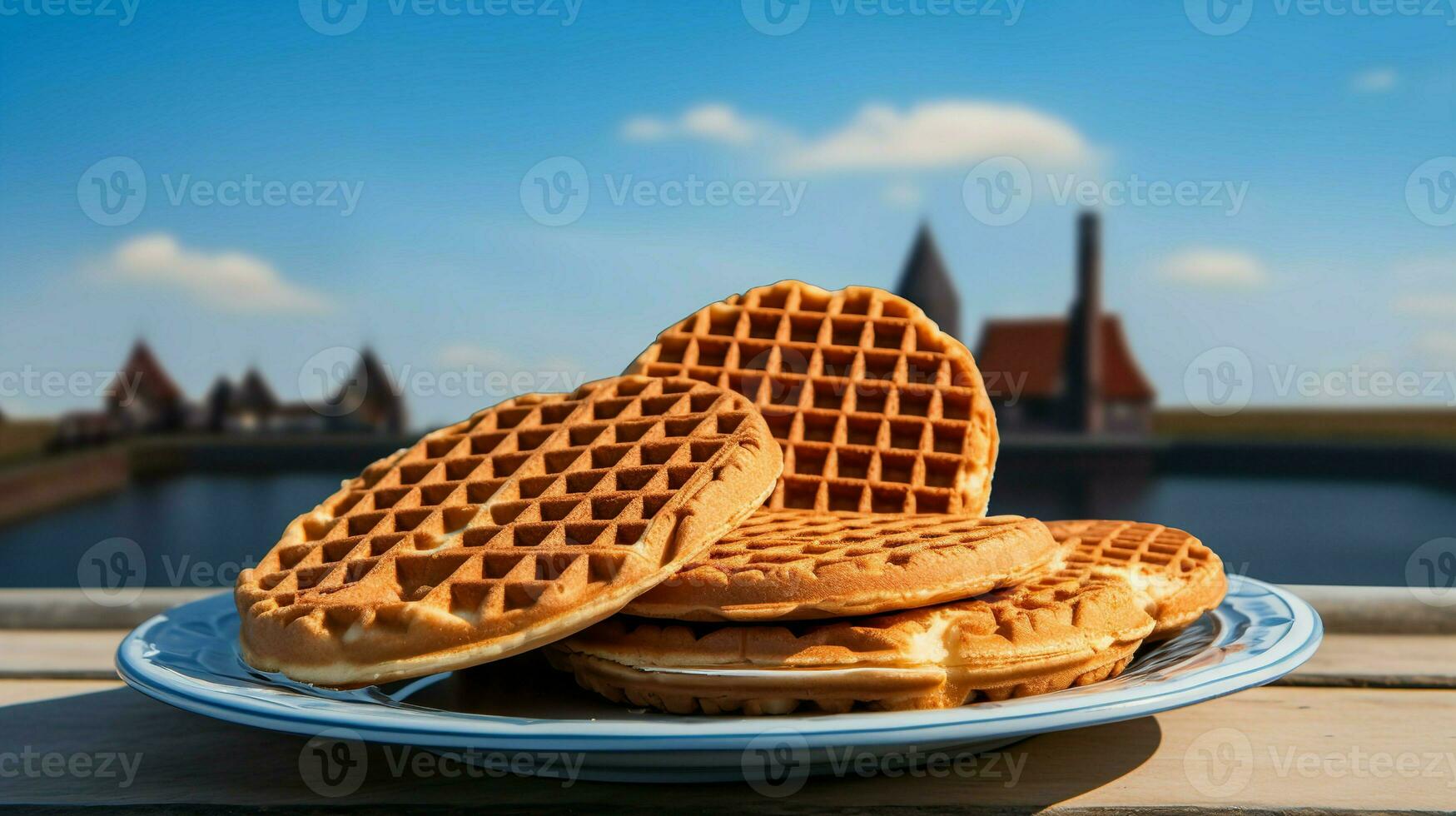 dutch stroopwafel mitt i de ikoniska väderkvarnar foto