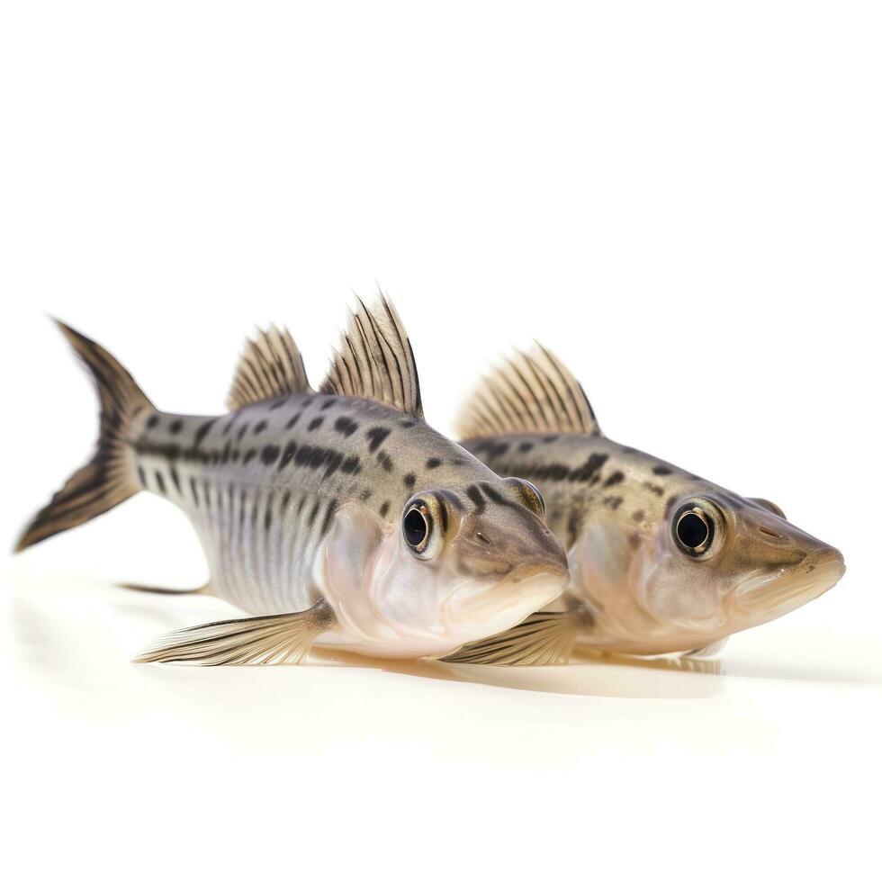 corydoras havskatt isolerat på vit bakgrund, generera ai foto