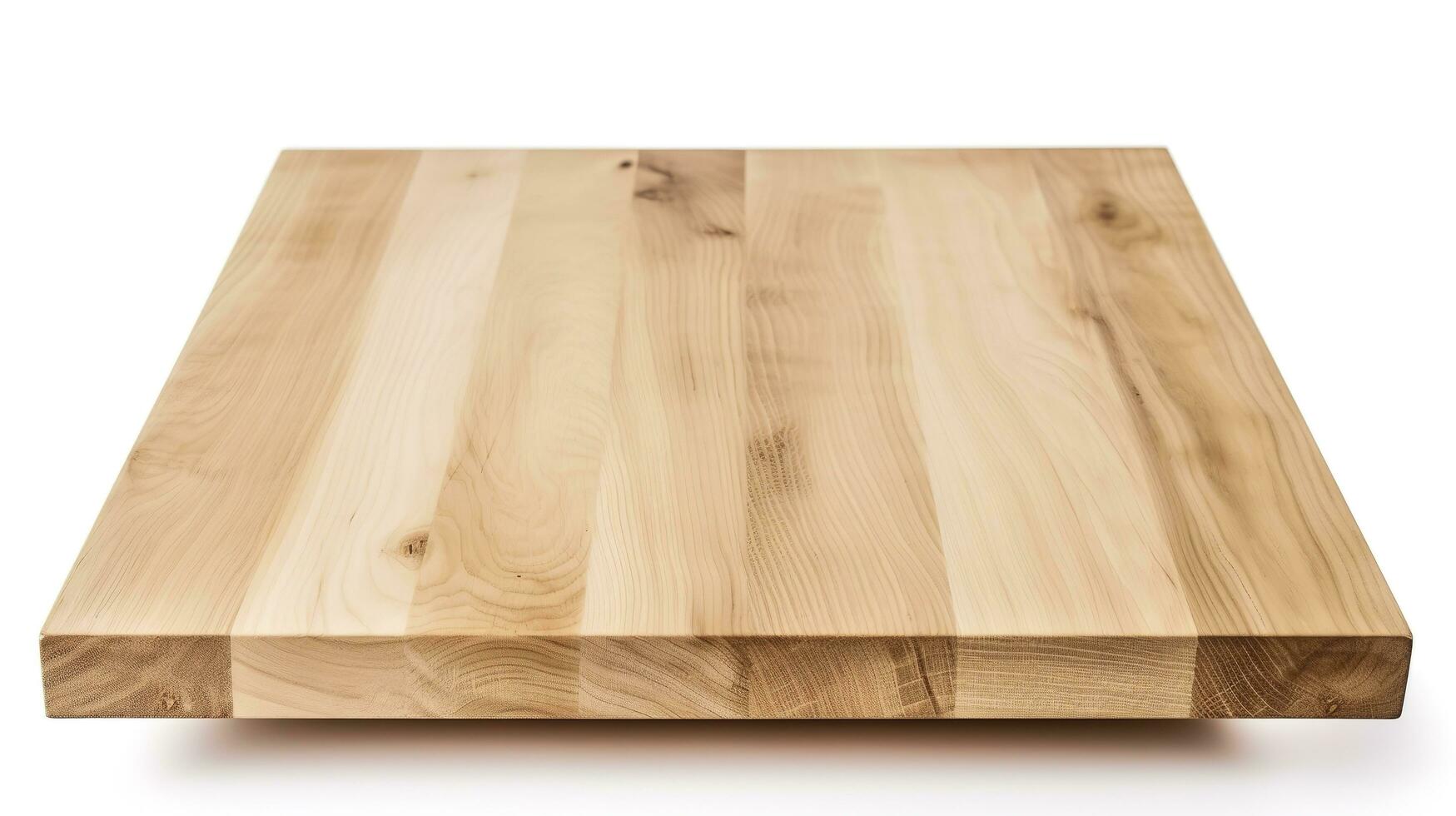 tömma trä tabell på isolerat vit bakgrund med visa montage för produkt, generera ai foto