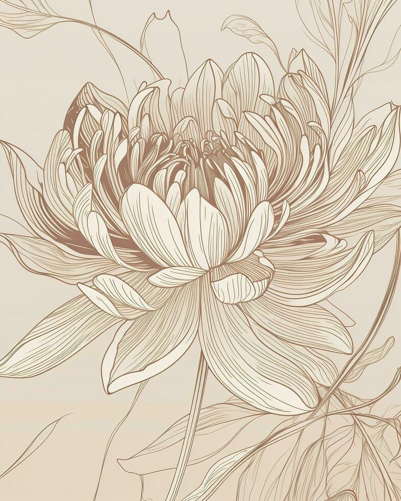 lotus blomma vektor illustration med linje konst , generera ai foto
