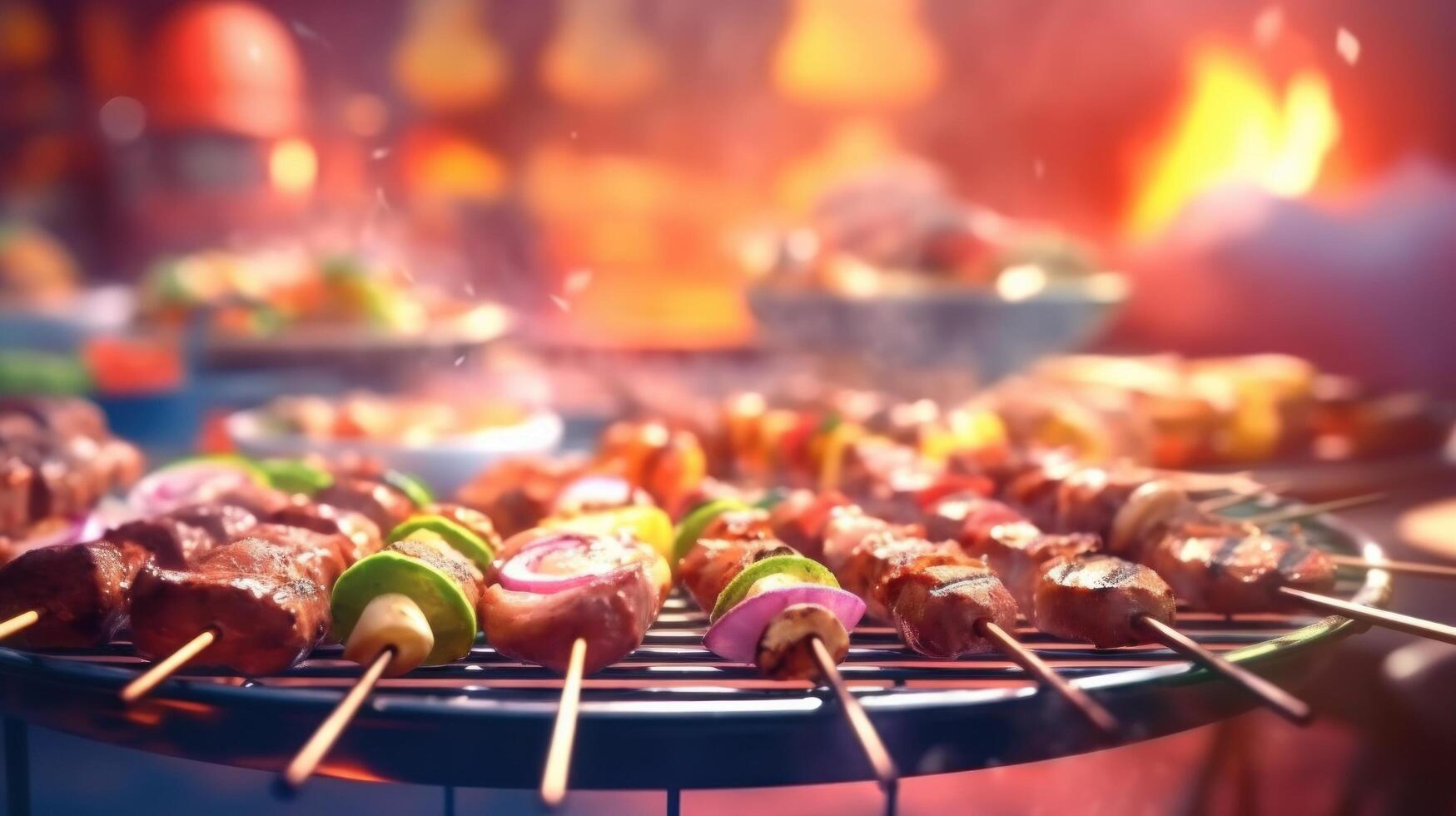 bbq sommar fest. illustration ai generativ foto