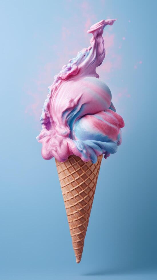 rosa och blå is grädde. illustration ai generativ foto