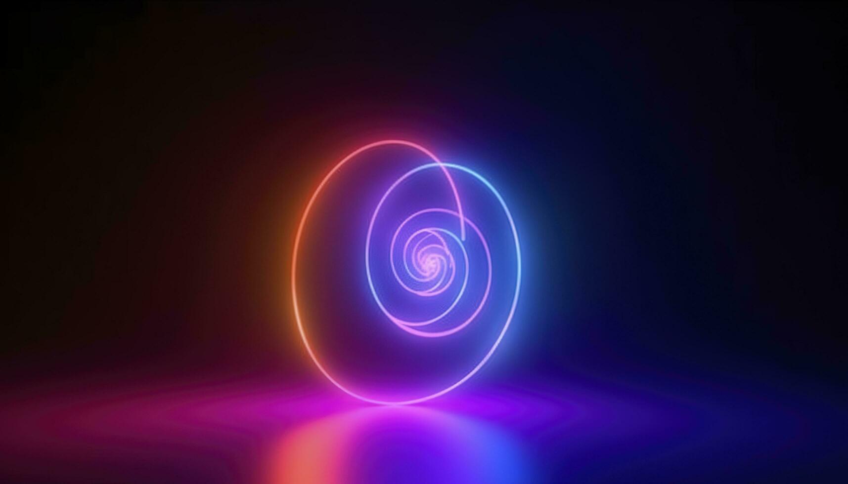 3d framställa, abstrakt geometrisk neon bakgrund, lysande spiral linje, enkel helix. minimalistisk tapet, generera ai foto