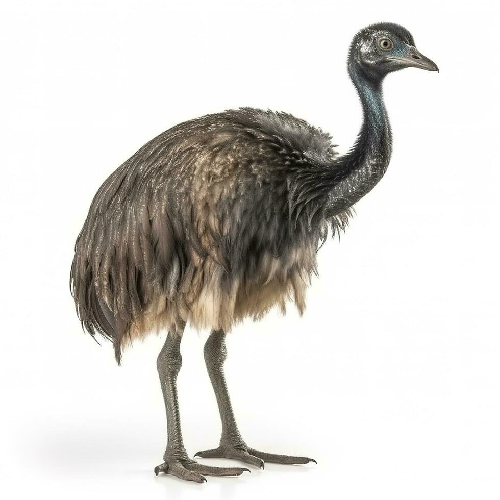 emu isolerat på vit bakgrund, generera ai foto
