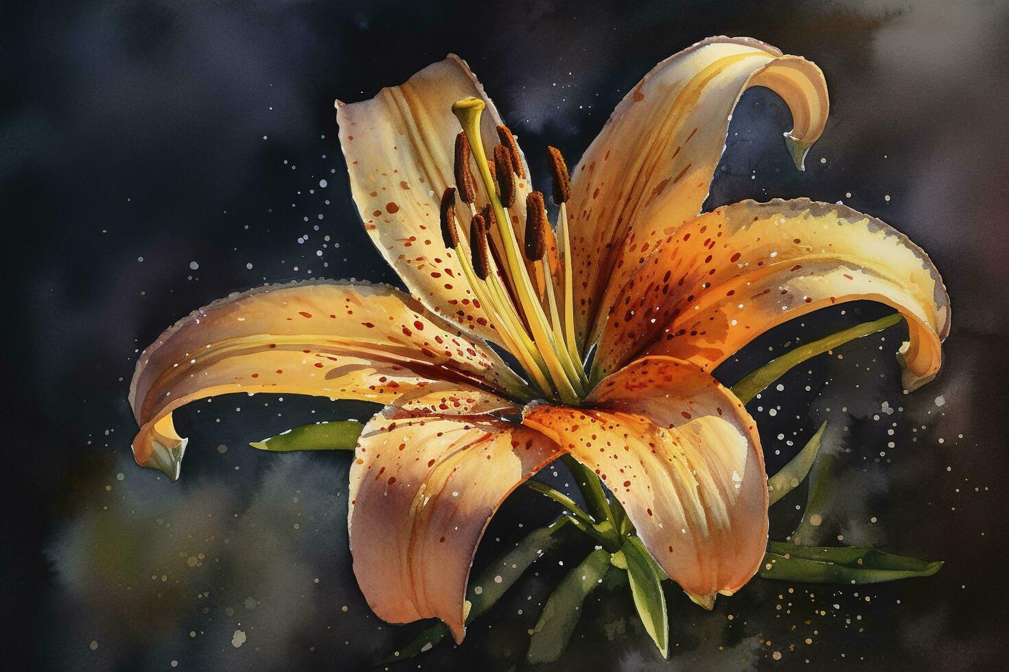en vattenfärg målning av en enda blomma, tillsats textur och detalj till fånga dess unik egenskaper, sådan som de delikat kronblad av en reste sig eller de invecklad stamen av en lilja, generera ai foto