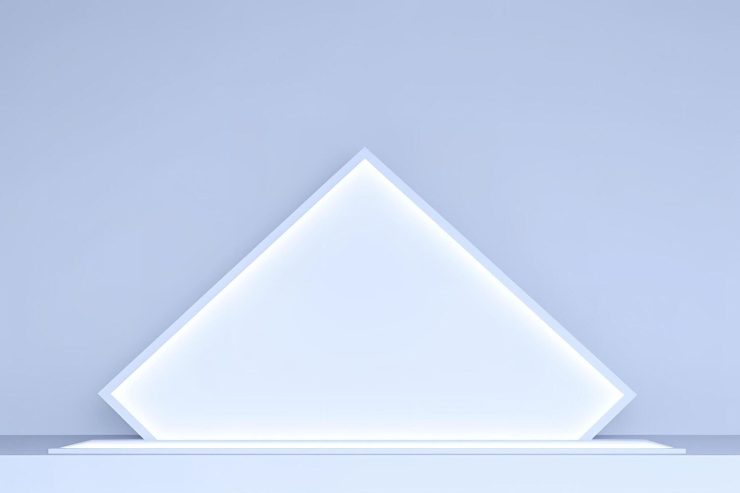 realistisk podium visa med neon vit lampor, produkt visa bakgrund med ljus ram, vit prodium produkt visa med ljus effekt, neon lampor bakgrund, ai generativ foto