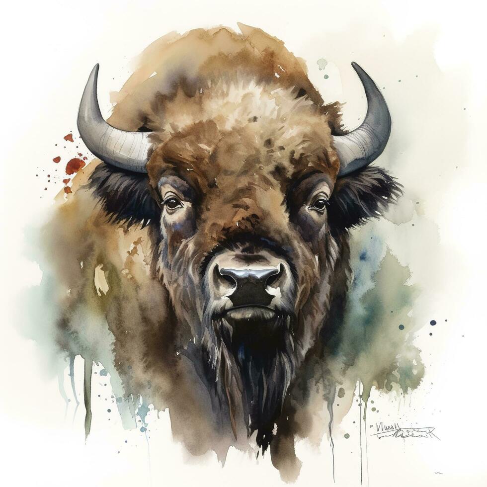 bison dubbel- exponering illustration, generera ai foto