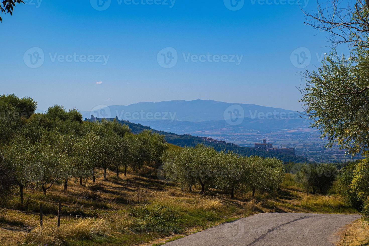 panoramautsikt över basilikan i assisi foto