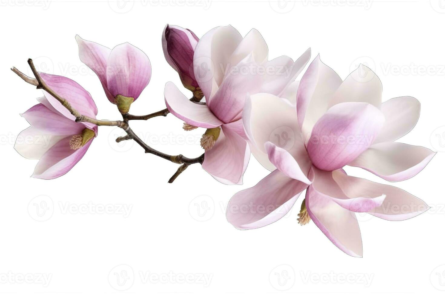rosa magnolia på transparent bakgrund , generera ai foto