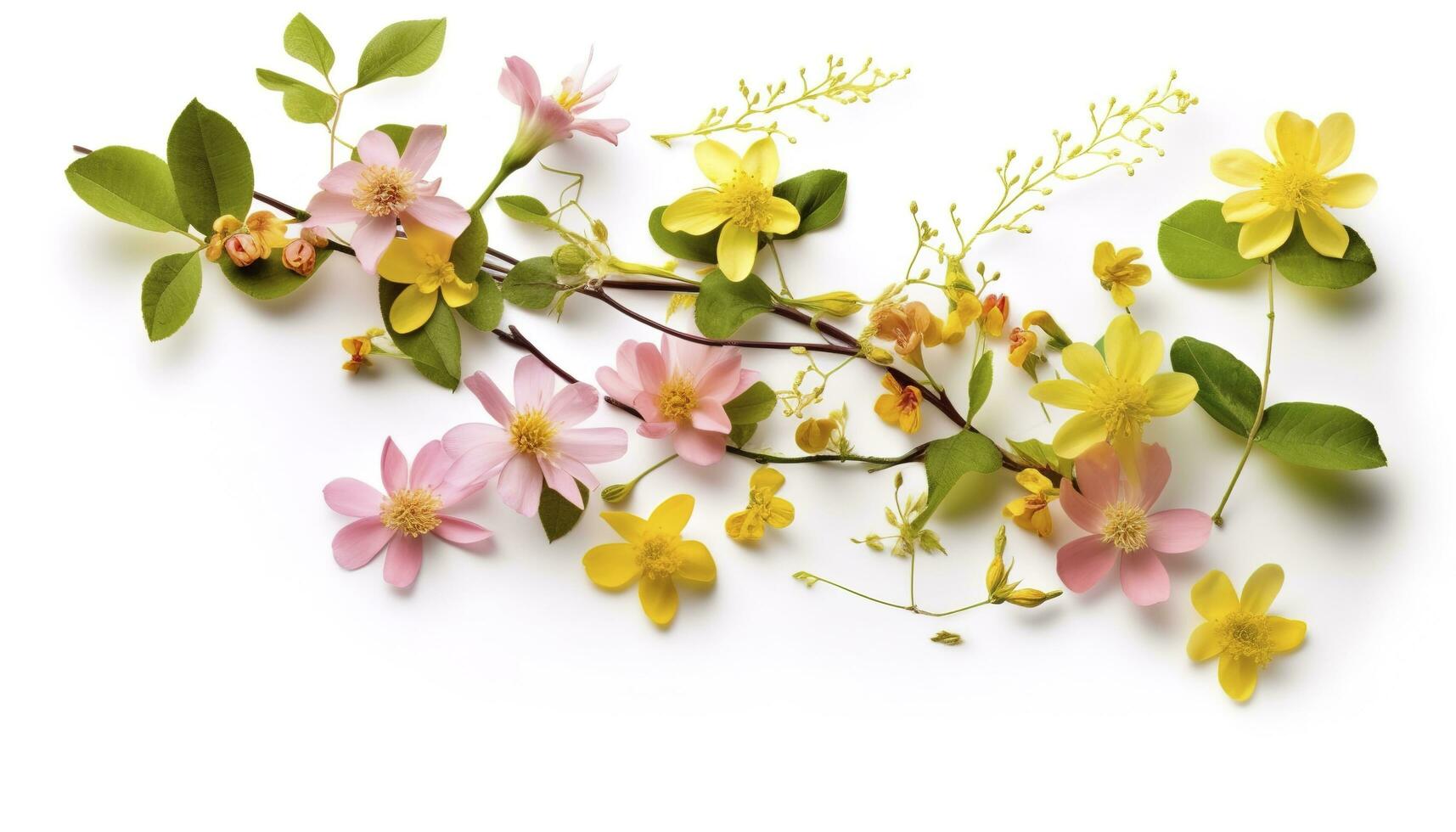vår blomma dekoration, märka med engelsk text happ påsk , generera ai foto