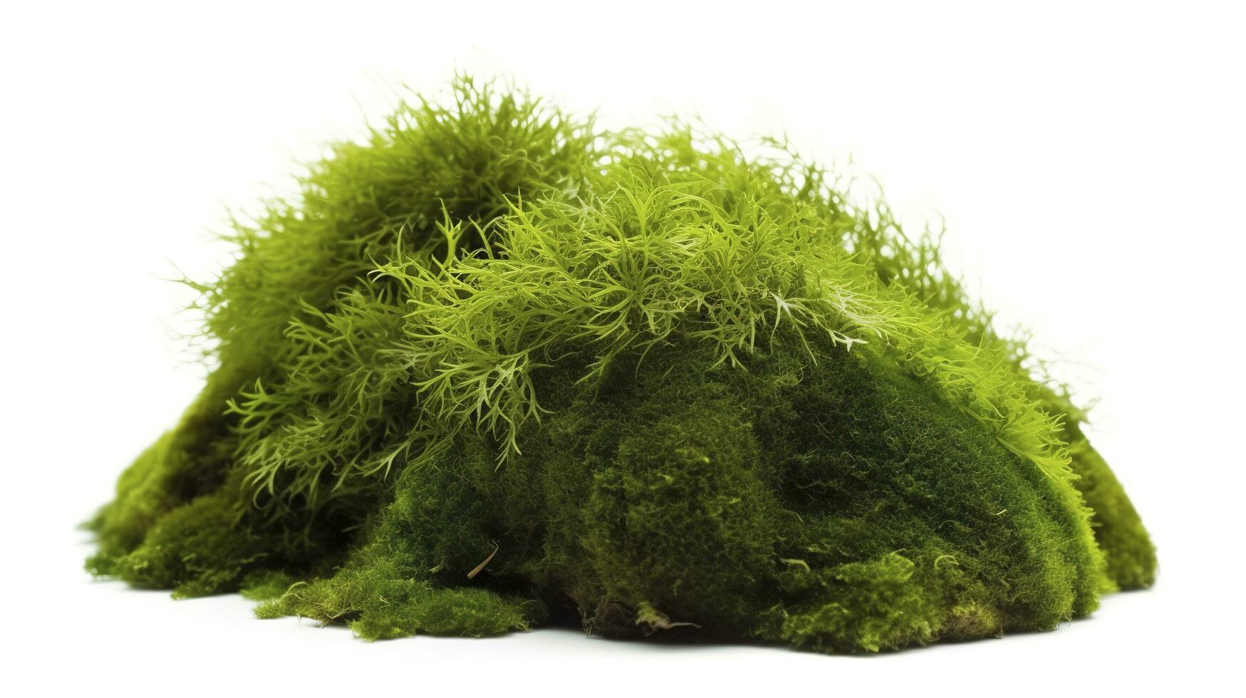 grön mossa med gräs isolerat på vit bakgrund, generera ai foto
