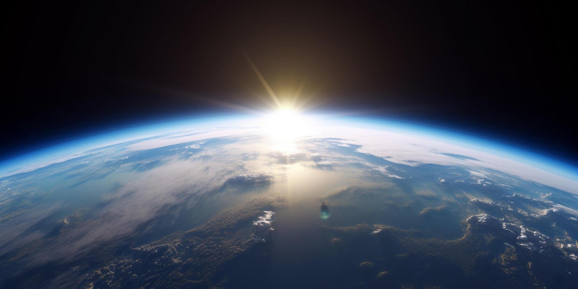 en planet jord med en solsken på den ai genererad foto