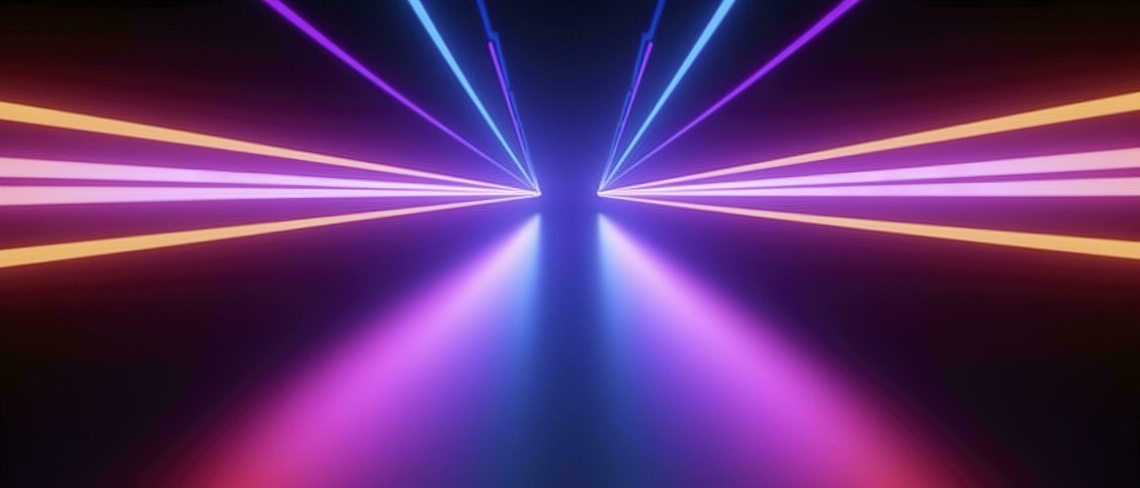 3d tolkning, avrundad rosa blå neon rader, lysande i de mörk. abstrakt minimalistisk geometrisk bakgrund. ultraviolett spektrum. cyber Plats. trogen tapet, generera ai foto