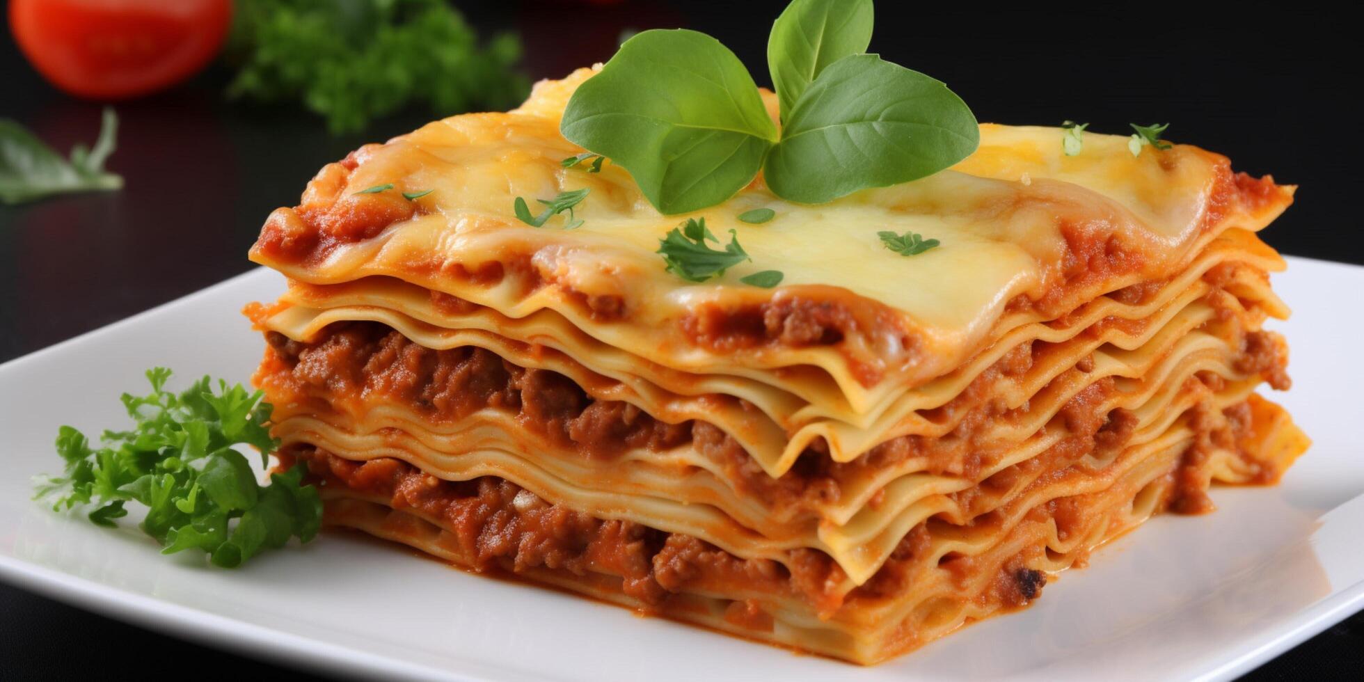 utsökt lasagne ai genererad foto