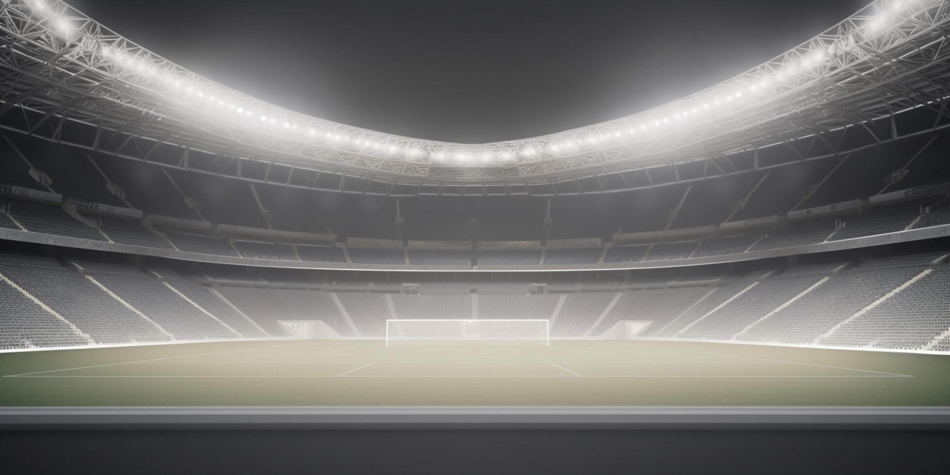 tömma stadion med en massa av lampor ai genererad foto