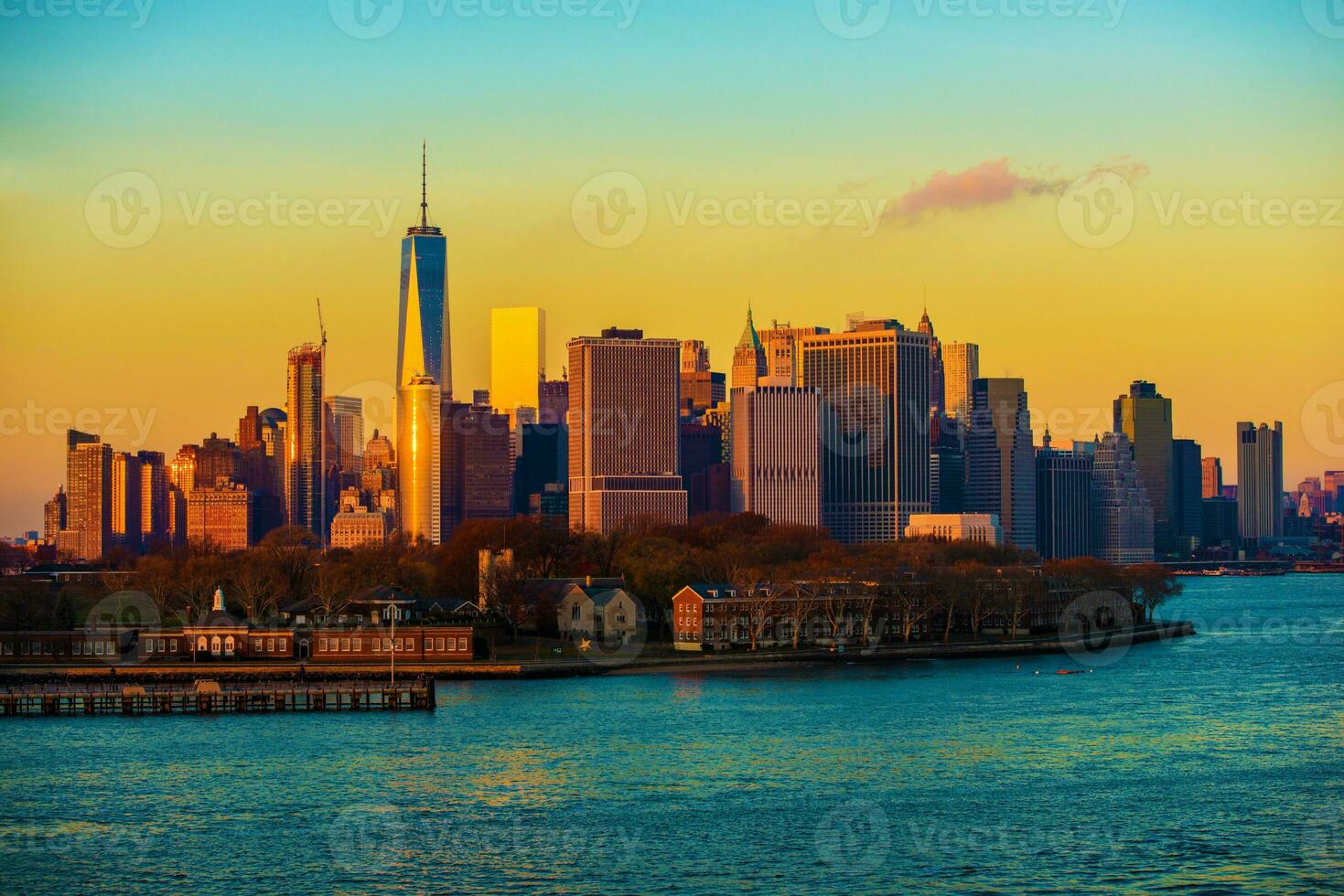 new york city skyline solnedgång foto