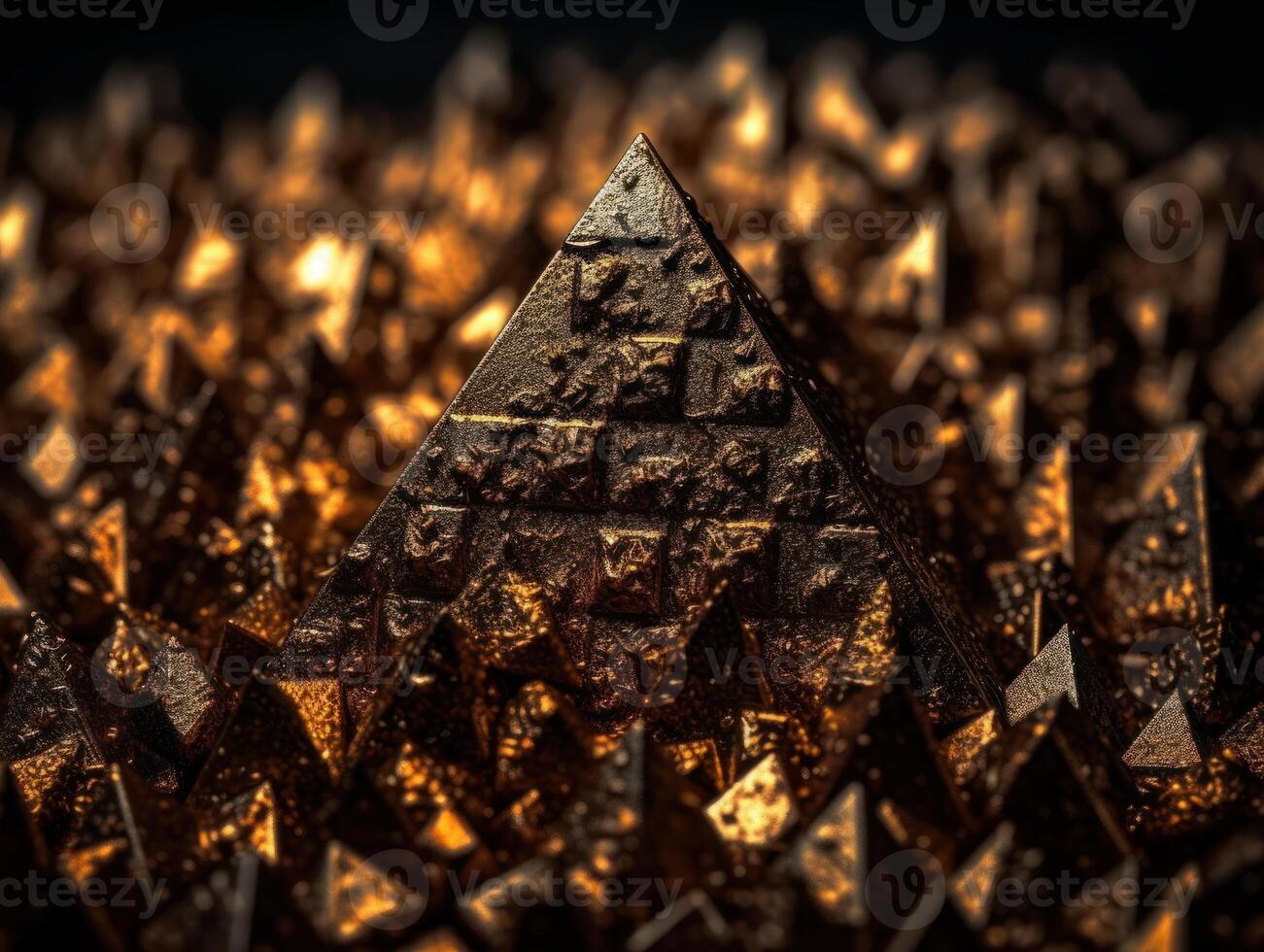 trogen abstrakt gyllene pyramid geometrisk bakgrund skapas med generativ ai teknologi foto