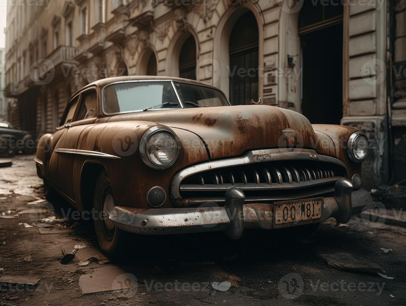 fragment av ett gammal bil skapas med generativ ai teknologi foto