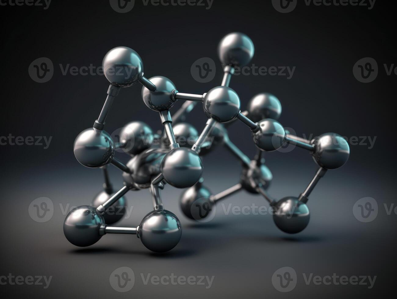 abstrakt molekyl modell på mörk bakgrund skapas med generativ ai teknologi. foto