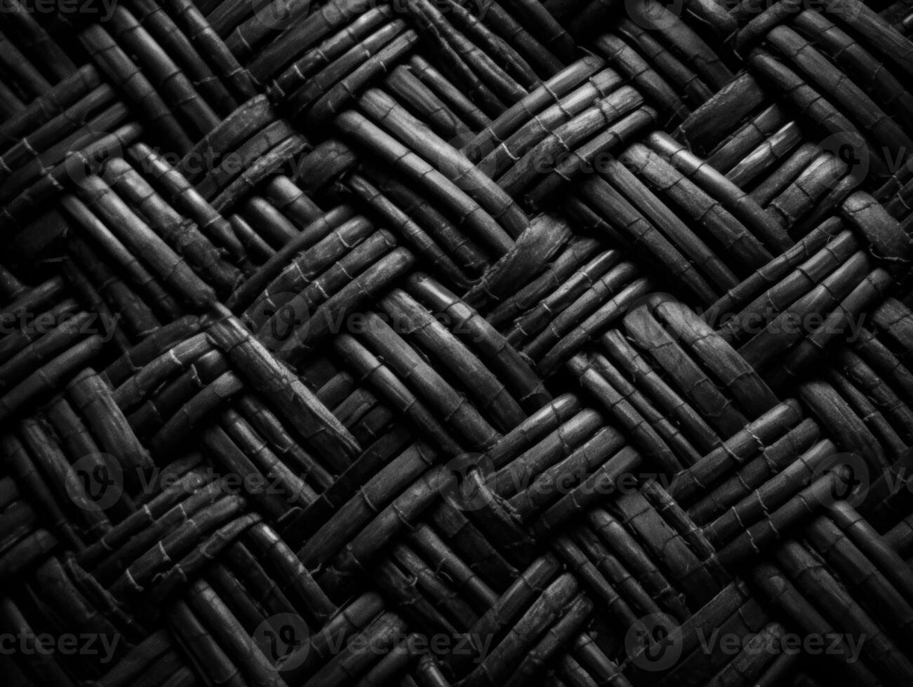 mörk svart abstrakt vävd matta textur. flätverk bakgrund skapas med generativ ai teknologi foto