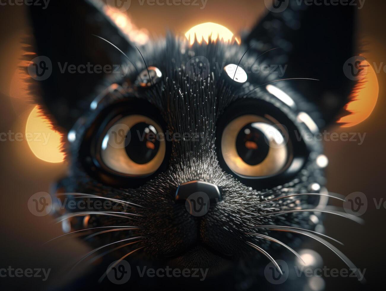 fantasi porträtt av en röd katt med stor ögon skapas med generativ ai teknologi. foto