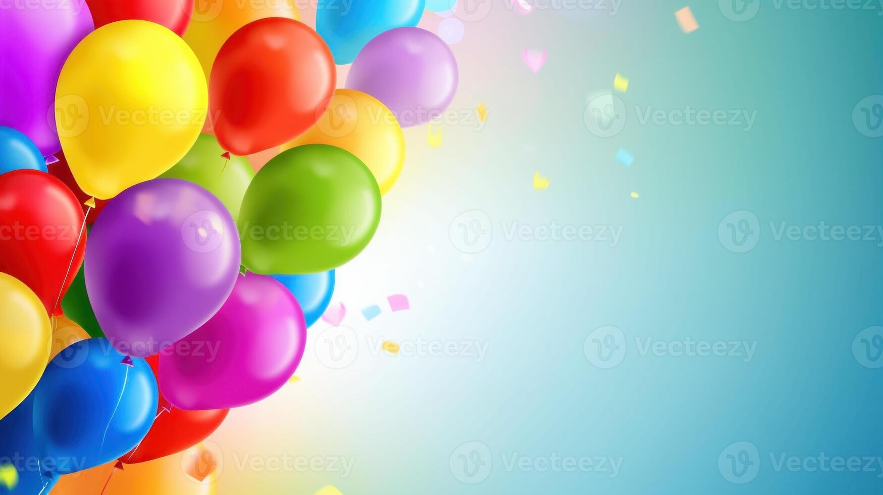födelsedag Semester bakgrund med ballonger. illustration ai generativ foto