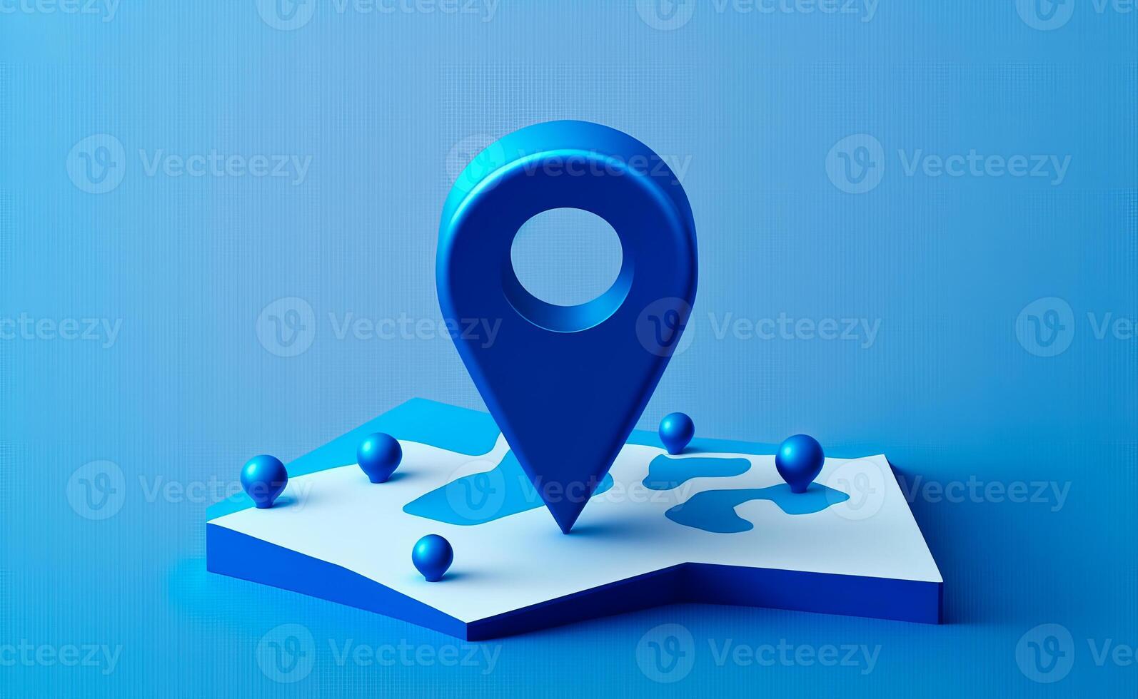 ett bild av blå Karta markör med människor på Det. generativ ai foto