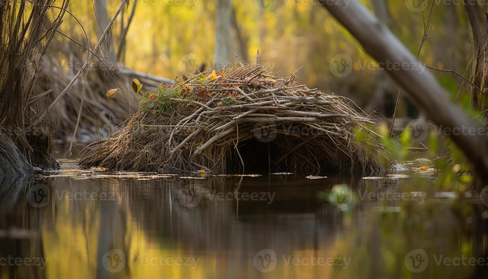 lugn scen av djur i skog äng genererad förbi ai foto