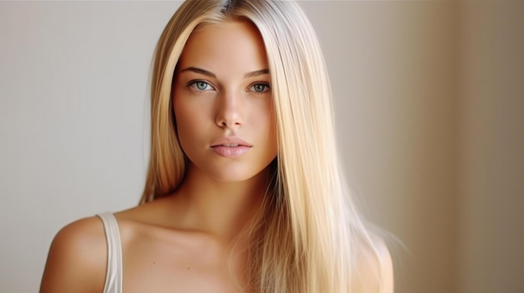 blond hår skön modell. illustration ai generativ foto