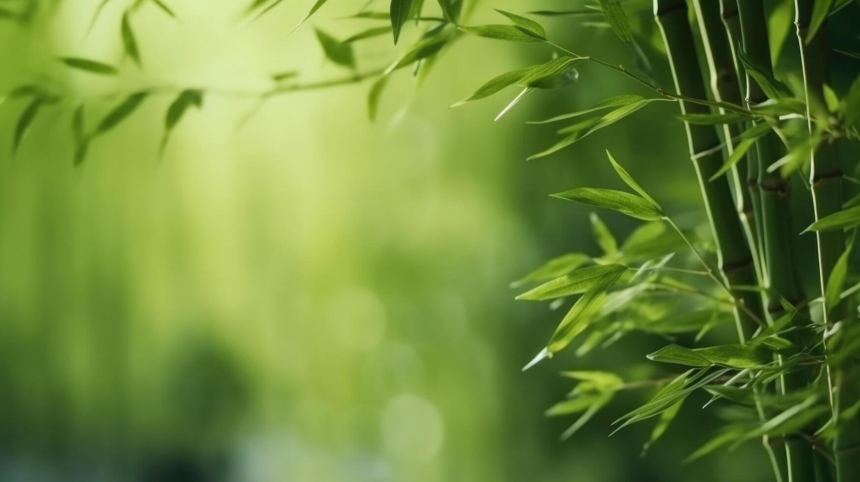 grön naturlig bakgrund med bambu. illustration ai generativ foto