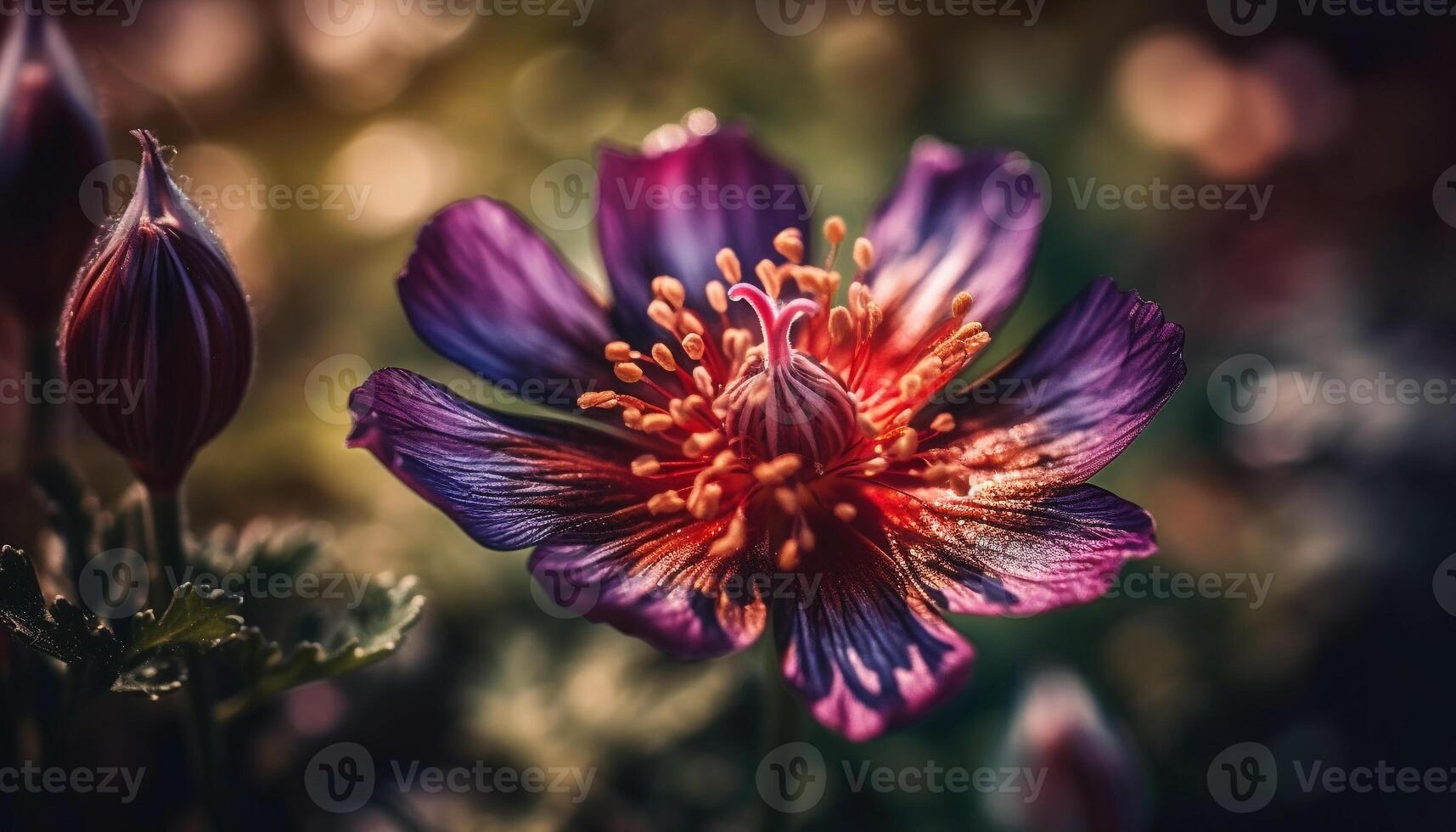 vibrerande vild blomma bukett ställer ut naturlig skönhet i ouppodlad äng genererad förbi ai foto