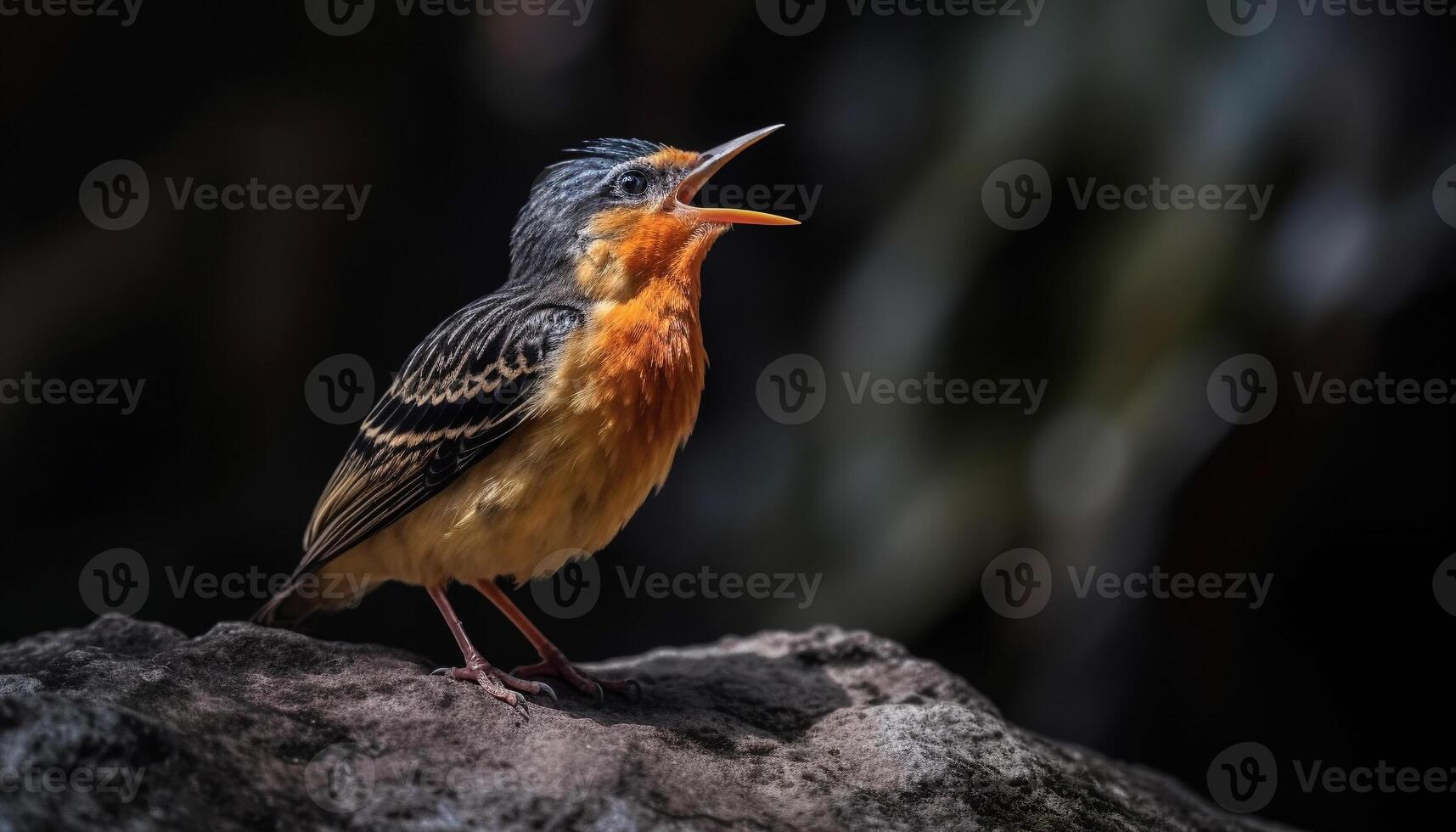 färgrik stare uppflugen på gren, sång sött generativ ai foto