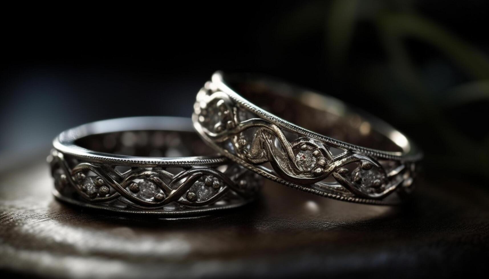 skinande Smycken symboliserar kärlek och samhörighet i äktenskap genererad förbi ai foto