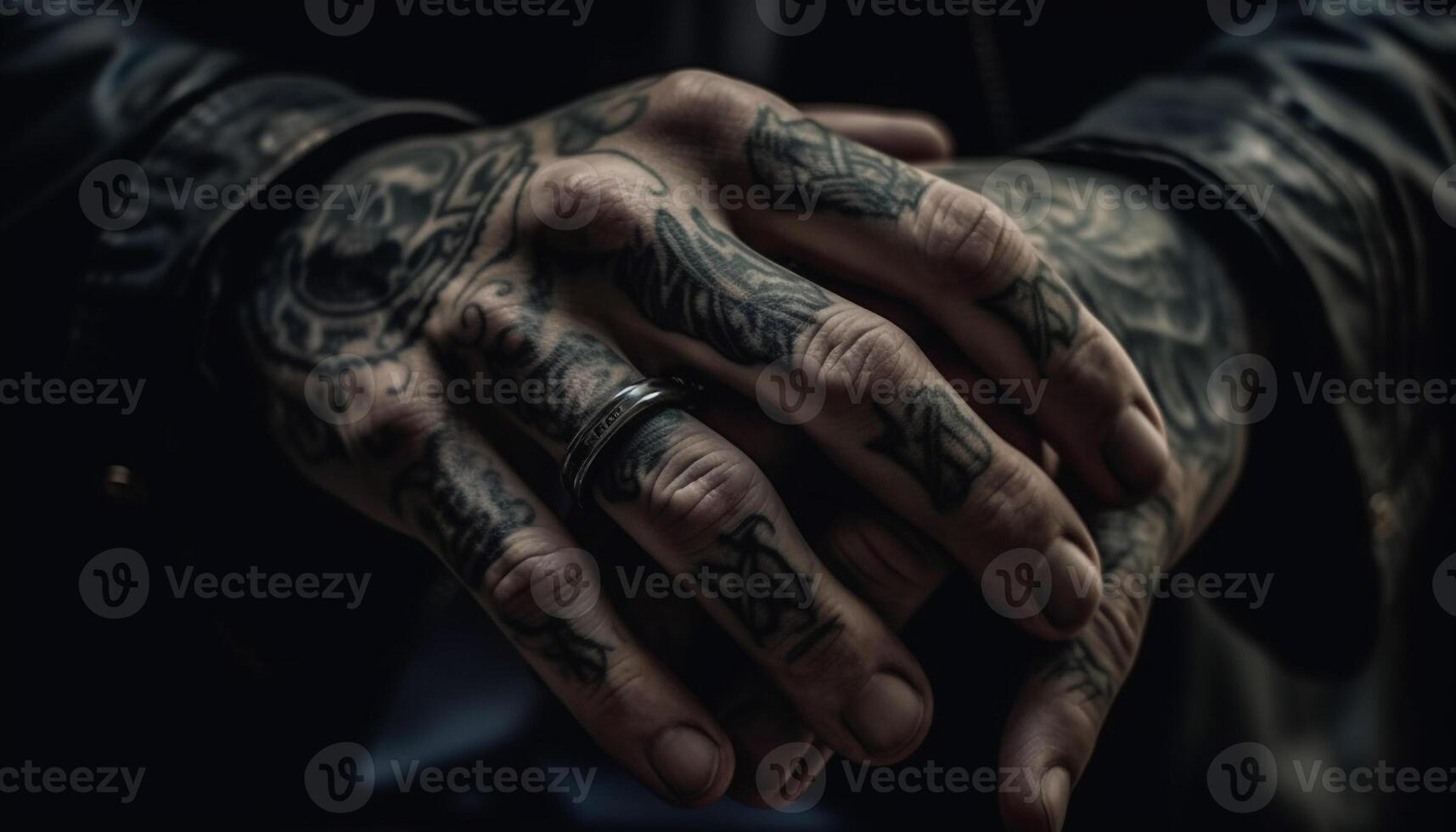 hand innehav tatuering ställer ut individualitet och kreativitet genererad förbi ai foto