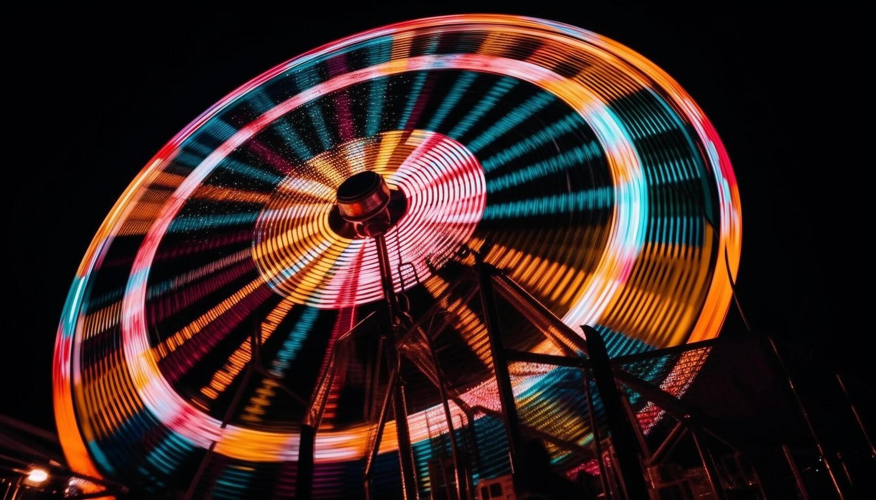 spinning hjul av vibrerande färger tändande spänning genererad förbi ai foto