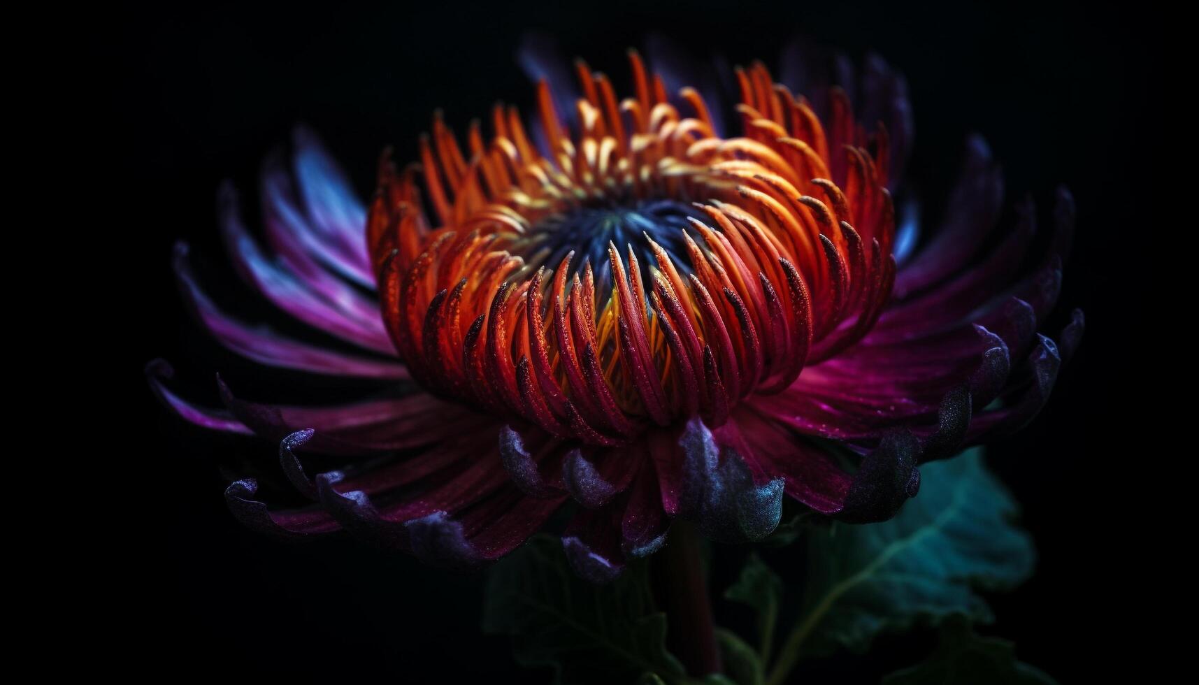 vibrerande under vattnet gerbera daisy i mörk tropisk rev natt genererad förbi ai foto